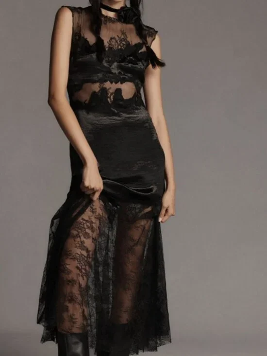 new ANTHROPOLLOGIE lace slim midi dress s small - Picture 4 of 4